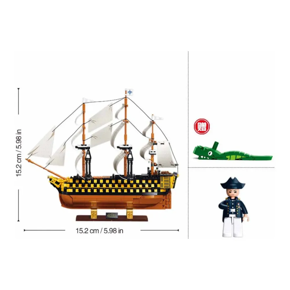 Sluban B1552 Model Kit 1:200 HMS Victory Sailing Battleship Warship Navy Vessel