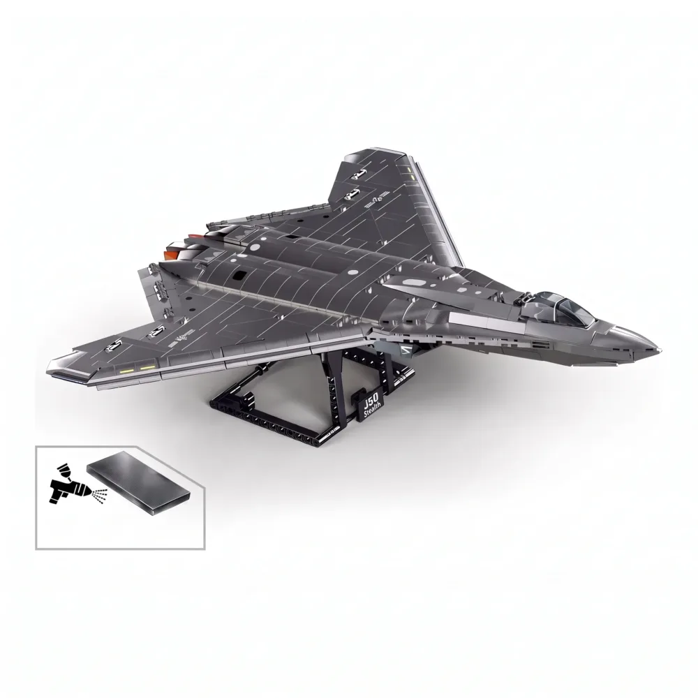 Sluban B1587 Model Kit 1:44 J50 Stealth Fighter Jet Plane - Military Air Force