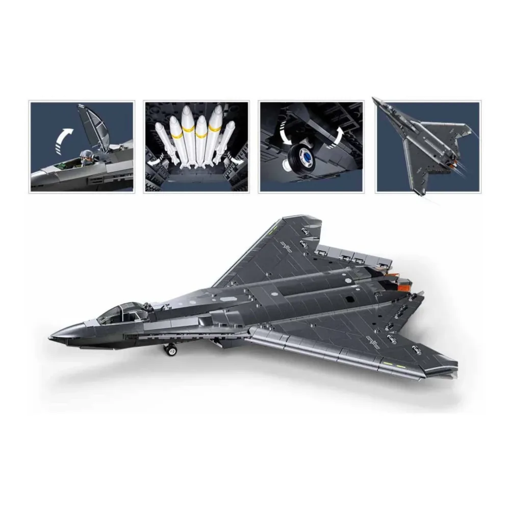Sluban B1587 Model Kit 1:44 J50 Stealth Fighter Jet Plane - Military Air Force