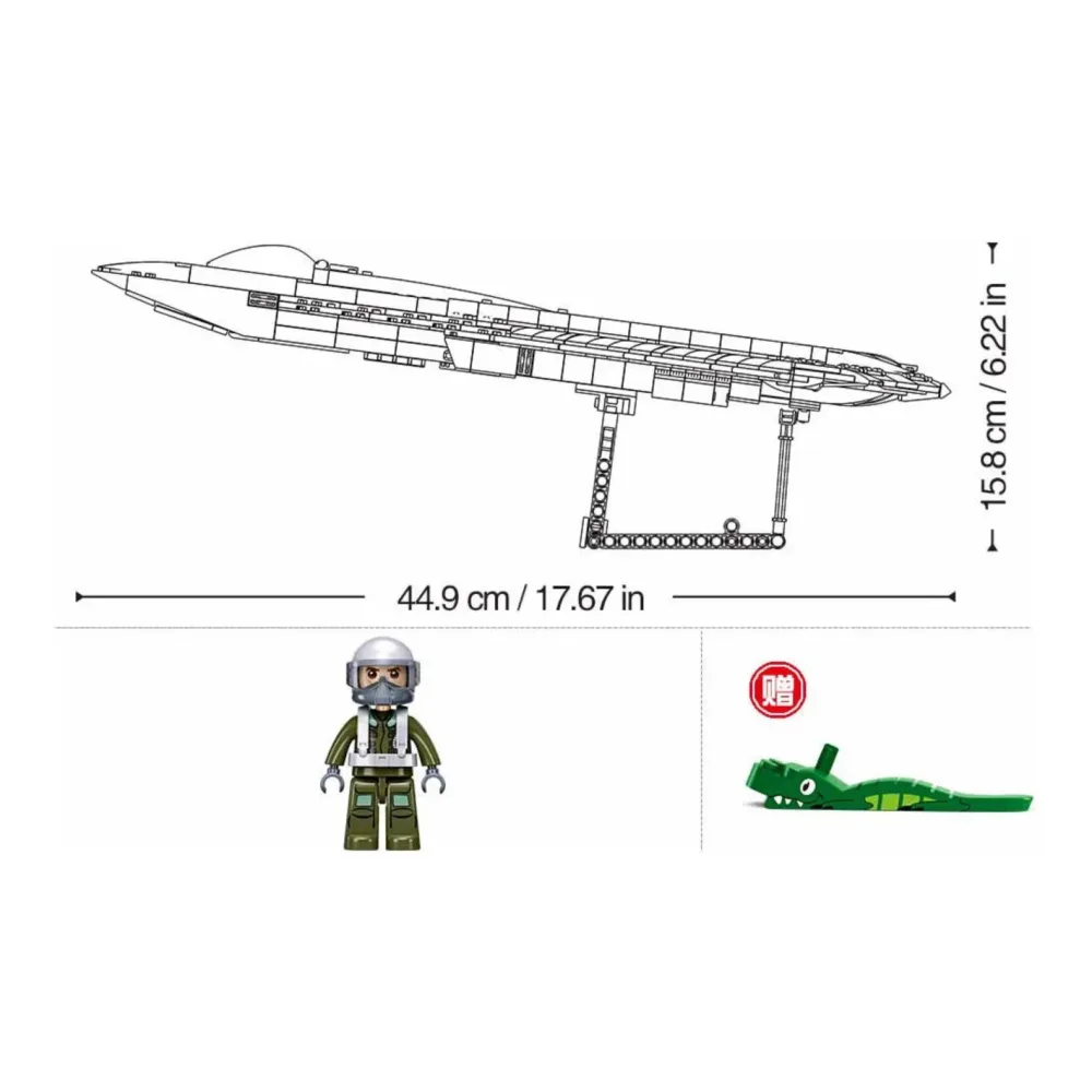 Sluban B1587 Model Kit 1:44 J50 Stealth Fighter Jet Plane - Military Air Force