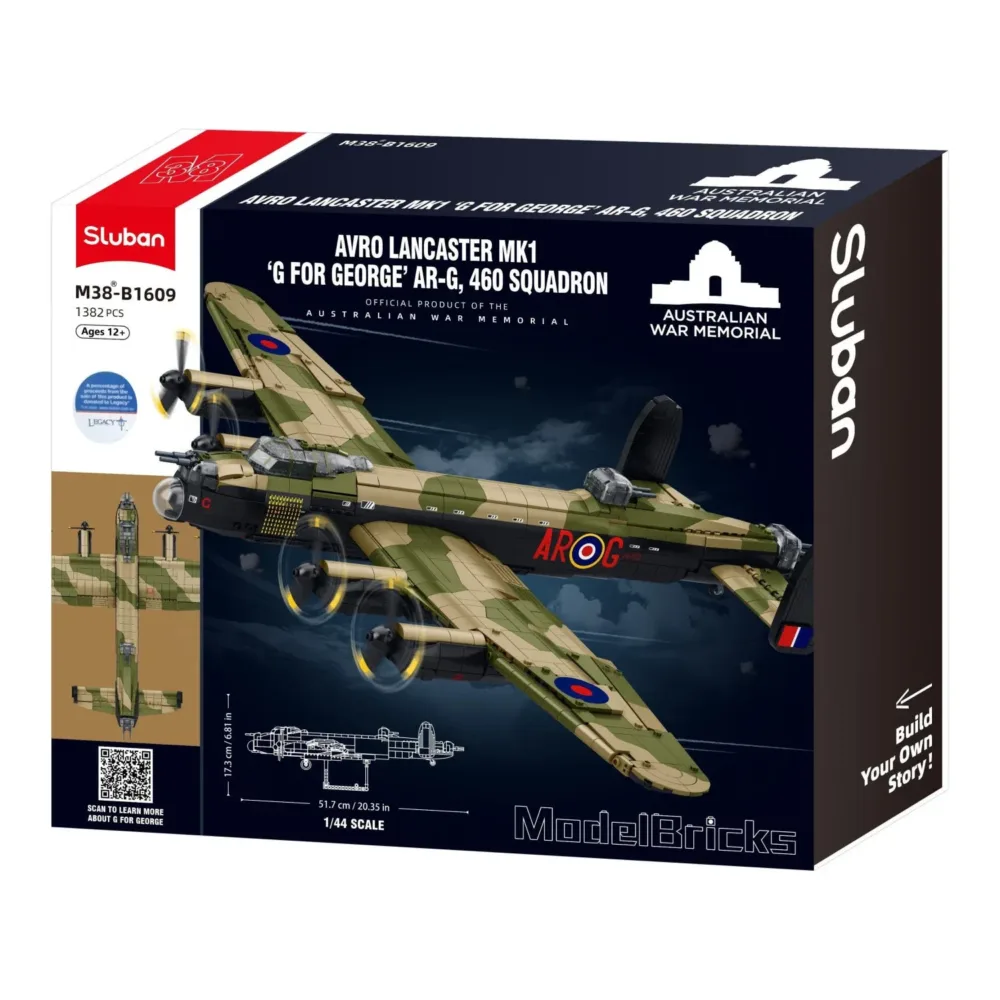 Sluban Model Kit 1:44 Lancaster Bomber G For George Plane WWII RAAF Air Force