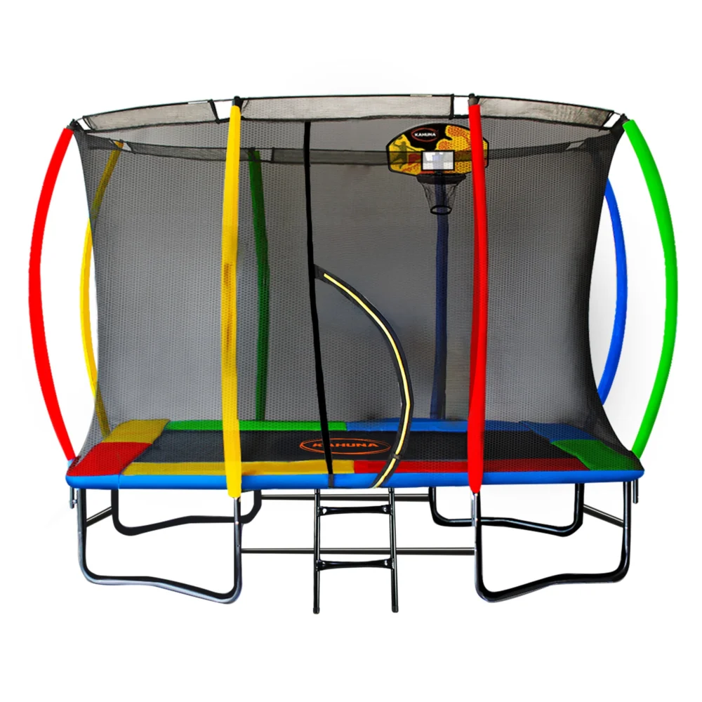 Kahuna Rectangular Trampoline 6x9ft with L.E.D BB Set Rainbow