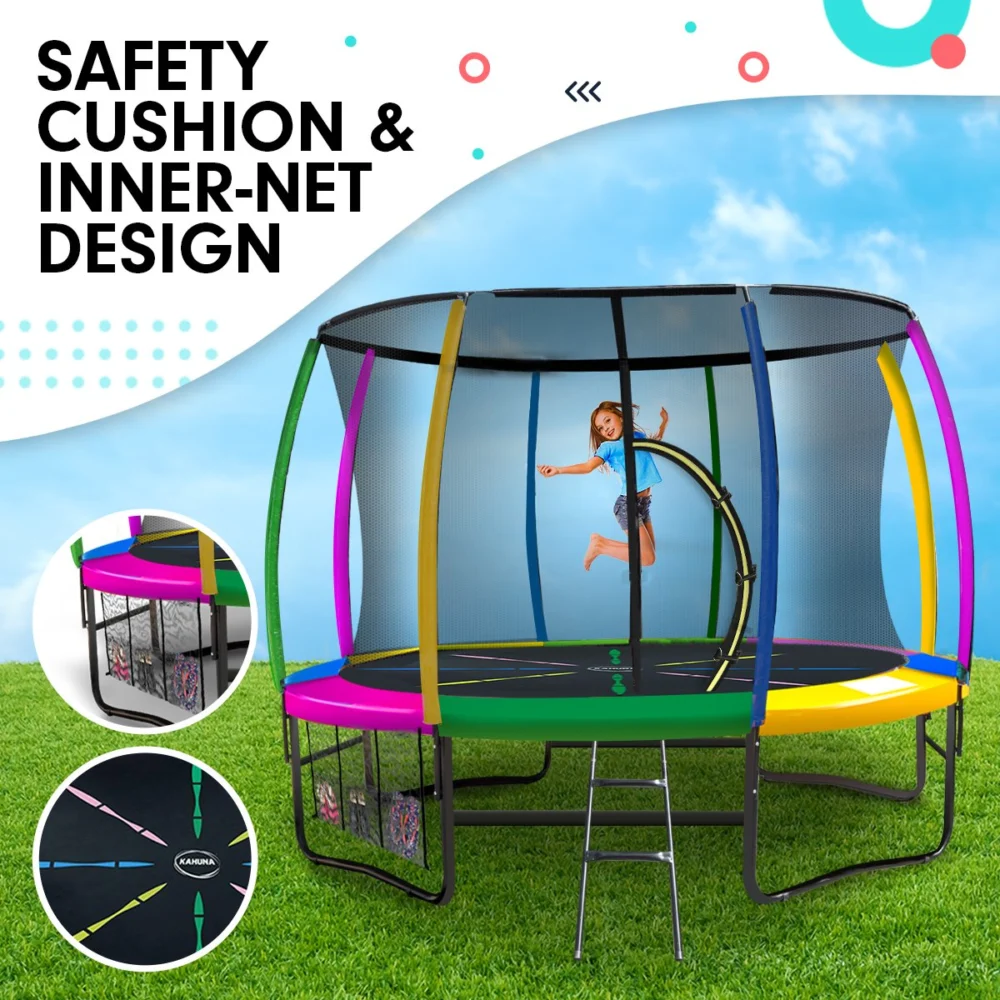 Kahuna 8ft Outdoor Rainbow Trampoline For Kids & Children Suited For Fitness