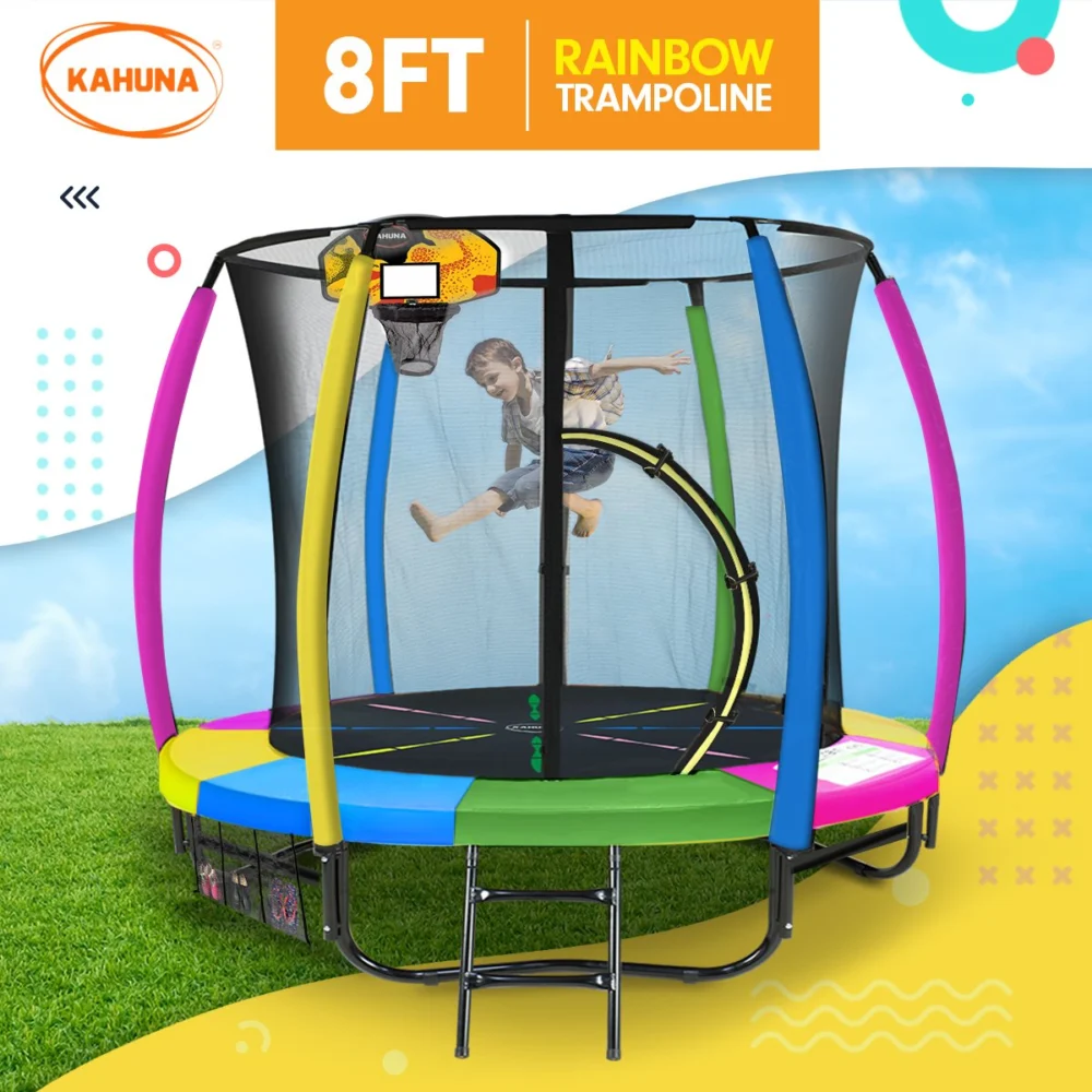 Kahuna 8ft Outdoor Trampoline Kids Children w/ Safety Enclosure Mat Pad Net