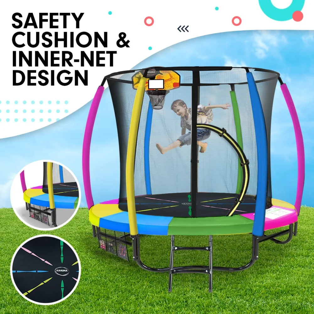 Kahuna 8ft Outdoor Trampoline Kids Children w/ Safety Enclosure Mat Pad Net