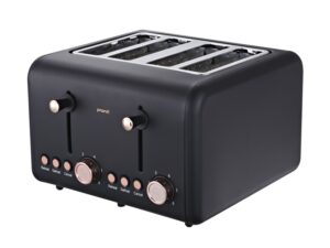 Pronti 4 Slice Toaster Rose Trim Collection - Black