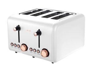 Pronti 4 Slice Toaster Rose Trim Collection - White