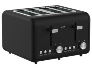 Pronti Silver Noir Collection 4 Slice Toaster with Dual Controls