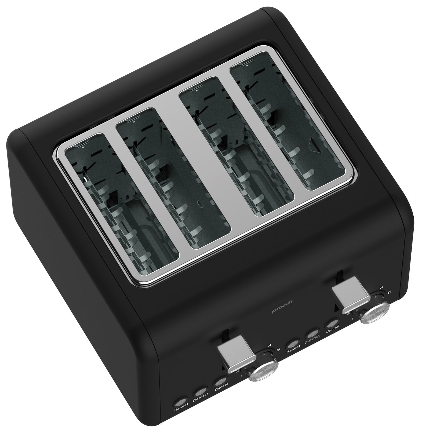 Pronti Silver Noir Collection 4 Slice Toaster with Dual Controls
