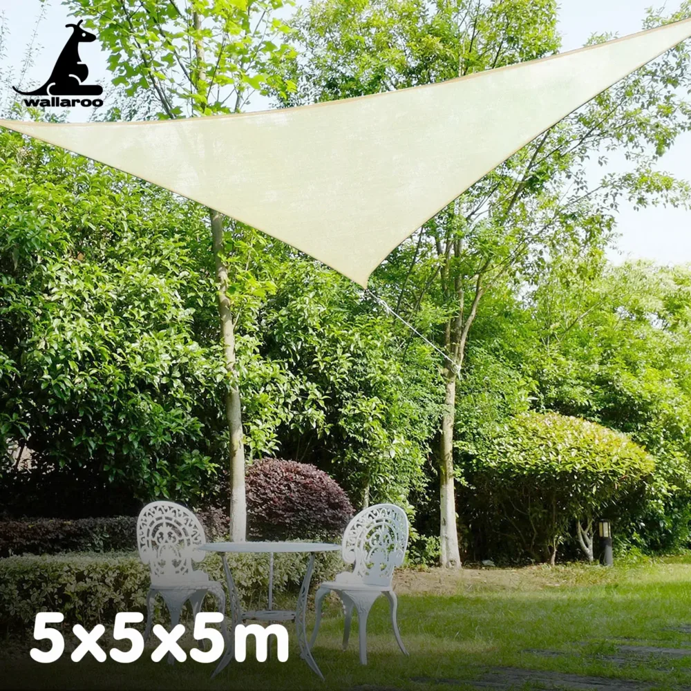 Wallaroo Waterproof 160GSM Outdoor Sun Shade Sail Canopy 5m Triangle