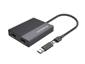 Simplecom DA369 USB 3.0 or USB-C to Dual 4K HDMI 2.0 Display Adapter for 2x