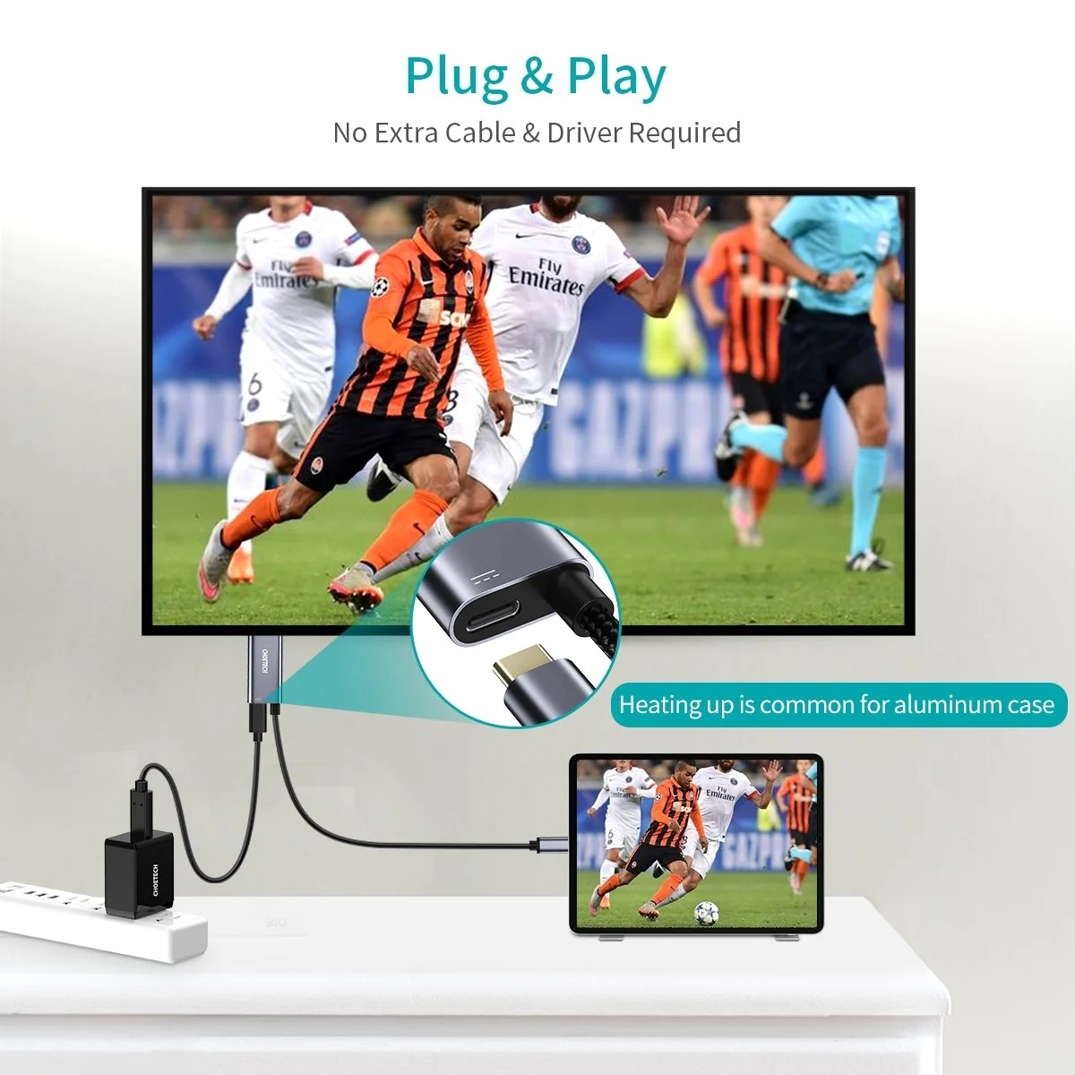CHOETECH XCH-M180-GY-V2 Unidirectional Adapter USB-C (male) to HDMI 4K 60Hz
