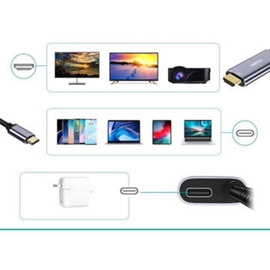 CHOETECH XCH-M180-GY-V2 Unidirectional Adapter USB-C (male) to HDMI 4K 60Hz