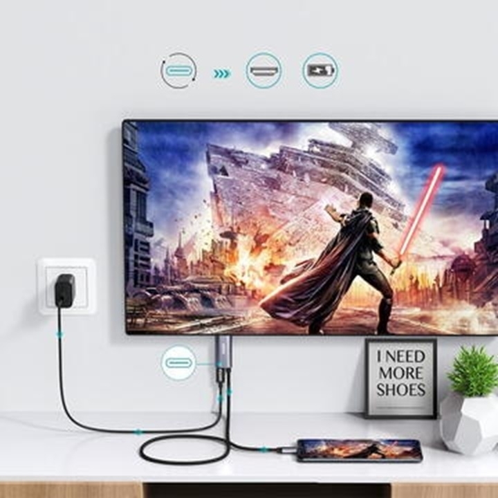 CHOETECH XCH-M180-GY-V2 Unidirectional Adapter USB-C (male) to HDMI 4K 60Hz
