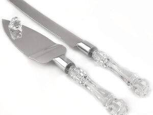 Cutting Cake Knife & Silver Blade Cake Server Set Wedding Anniversary Engagement