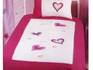 Amia Hearts Embroidered Quilt Cover Set Single