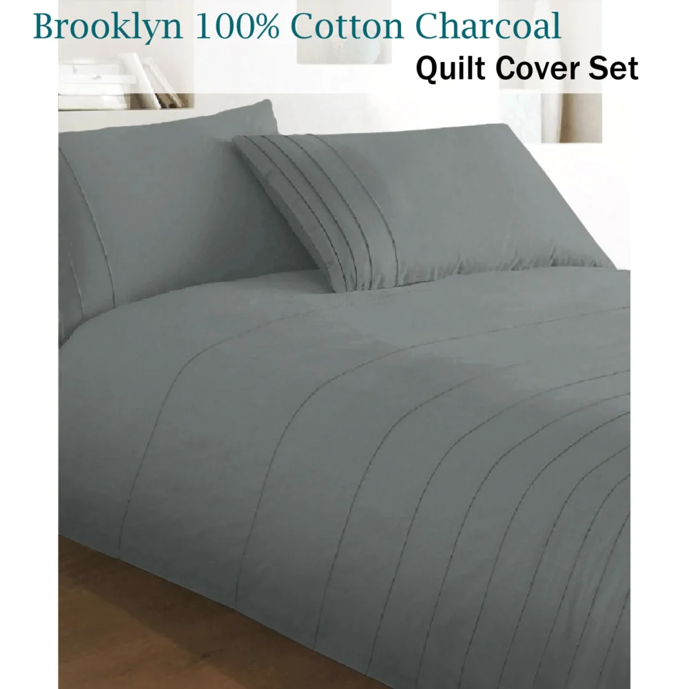 Brooklyn Charcoal Quilt Cover Set King