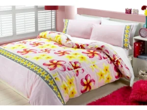 Floating Frangipani Quilt Cover Set Soft Pink Single