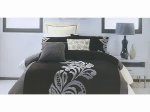 Pierre Black Grey Quilt Cover Set QUEEN