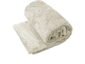 Herringbone Coral Fleece Blanket Throw Rug 150x200 cm Oyester