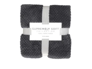 Soft Diamond Fleece Throw Rug Charcoal