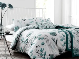 Ink Floral Teal Quilt Cover Set Queen