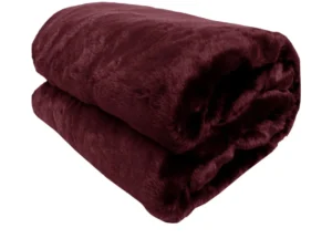 Venus Burgundy Faux Fur Throw Rug 127 x 152 cm
