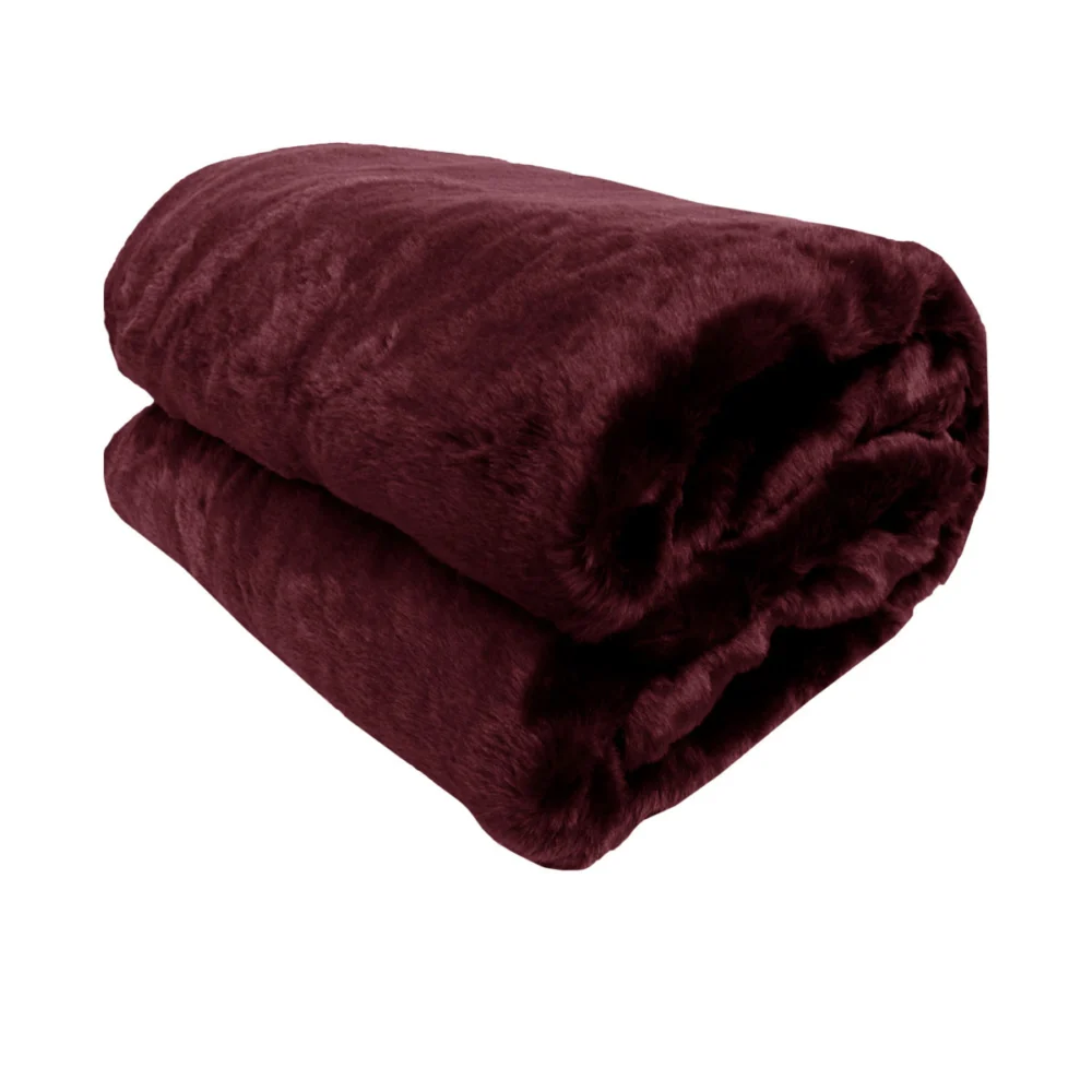 Venus Burgundy Faux Fur Throw Rug 127 x 152 cm