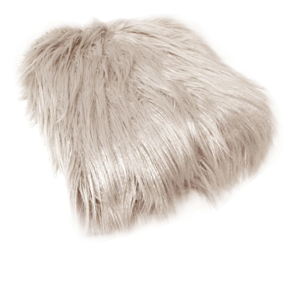 Mia Luxury Long Hair Faux Fur Throw Rug 127 x 152 cm Taupe