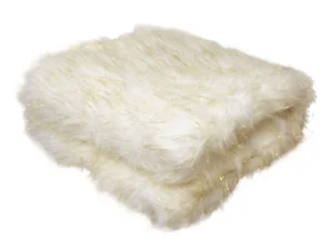 Camille Gold Cream Faux Fur Throw Rug 127 x 152 cm