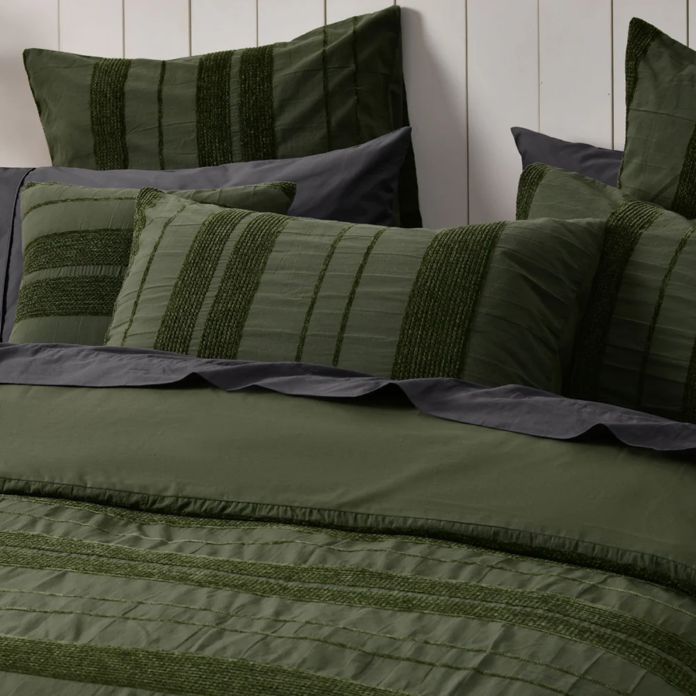 Bianca Avery Forest Chenille Striped Quilt Cover Set Queen