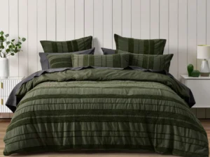 Bianca Avery Forest Chenille Striped Quilt Cover Set Queen