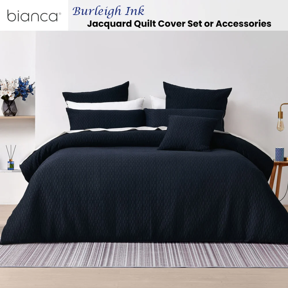 Bianca Burleigh Ink Jacquard Quilt Cover Set Queen