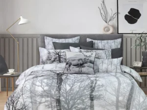 Bianca Myrtleford Grey Cotton Sateen Quilt Cover Set Queen
