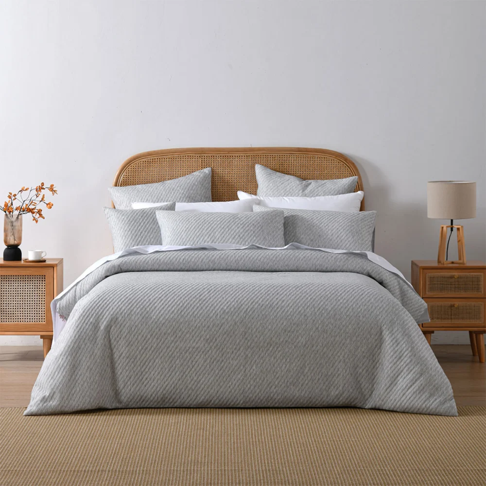 Bianca Pesaro Grey Polyester Cotton Quilt Cover Set Queen