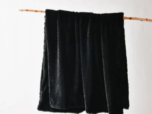 Bianca Tambar Black Faux Fur Throw Rug 130 x 170 cm