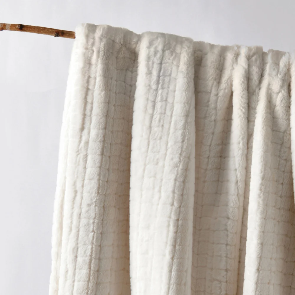 Bianca Tambar Natural Faux Fur Throw Rug 130 x 170 cm