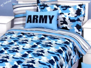Army Camouflage Blue Quilt Cover Set Single