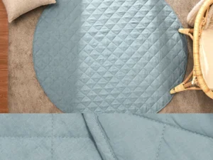 Little Gem Round Linen Cotton Baby Play Mat Capri 130cm Diameter