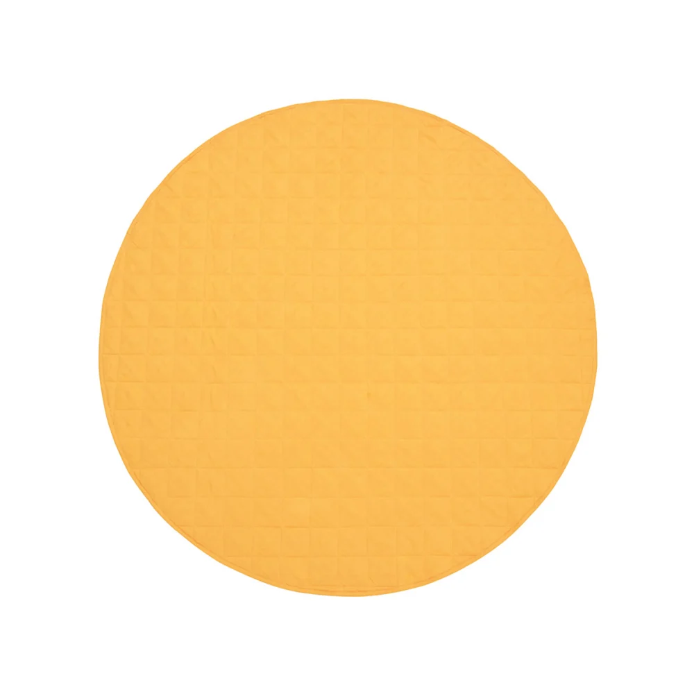 Little Gem Round Linen Cotton Baby Play Mat Marigold 130cm Diameter