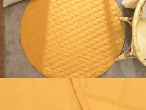 Little Gem Round Linen Cotton Baby Play Mat Marigold 130cm Diameter
