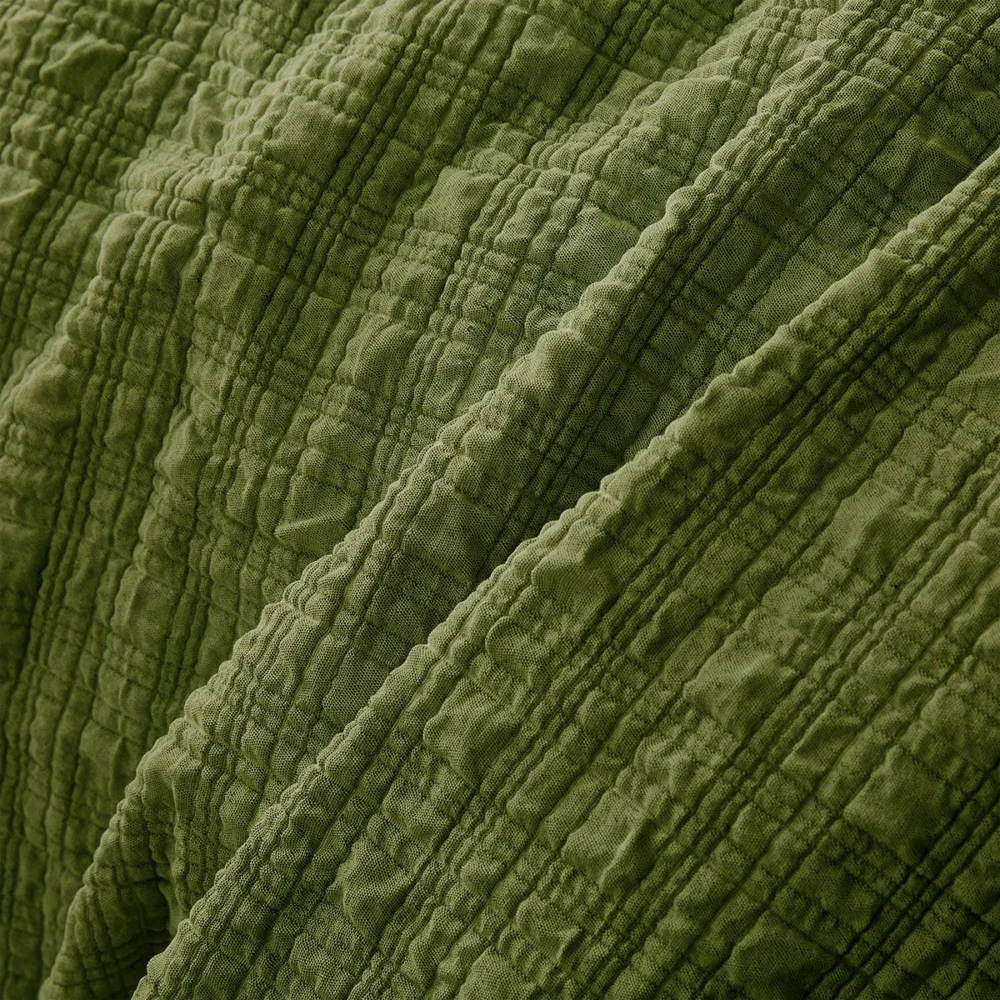 Accessorize Augusta Olive Crinkled Look Quilt Cover Set Single