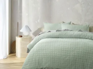 Accessorize Augusta Sage Crinkled Look Quilt Cover Set Single