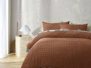 Accessorize Augusta Terracotta Crinkled Look Quilt Cover Set Single