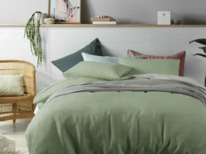 Accessorize 100% Linen Sage Quilt Cover Set Double