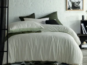 Accessorize Sanford Green Striped Pattern Quilt Cover Set Single