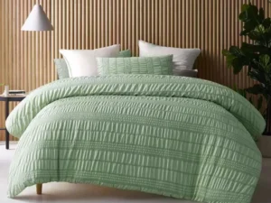 Accessorize Seersucker Sage Polyester Quilt Cover Set Queen