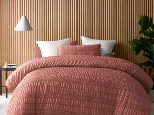 Accessorize Seersucker Tobacco Polyester Quilt Cover Set Queen