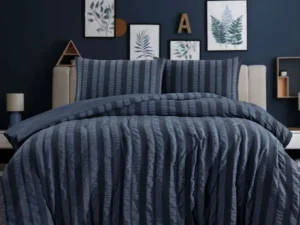Ardor Seersucker Quilt Cover Set Lisbon Indigo Queen