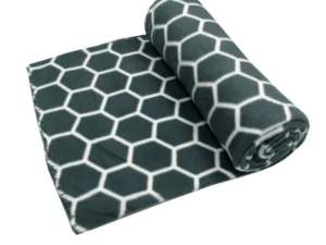 Aerial Printed Fleece Throw Rug 130 x 150 cm Charcoal Honeycomb